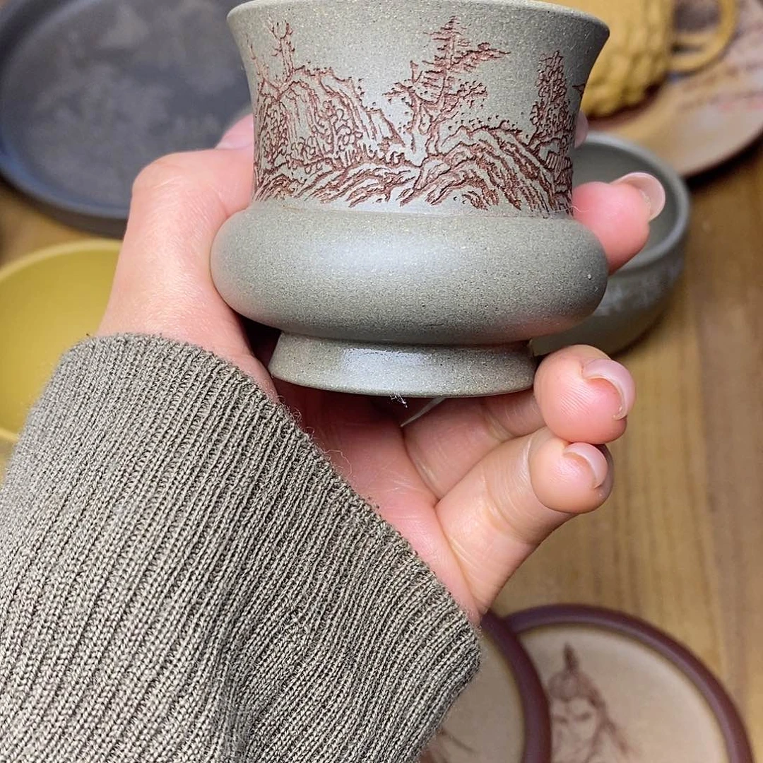 ༄****紫砂主人杯山水
