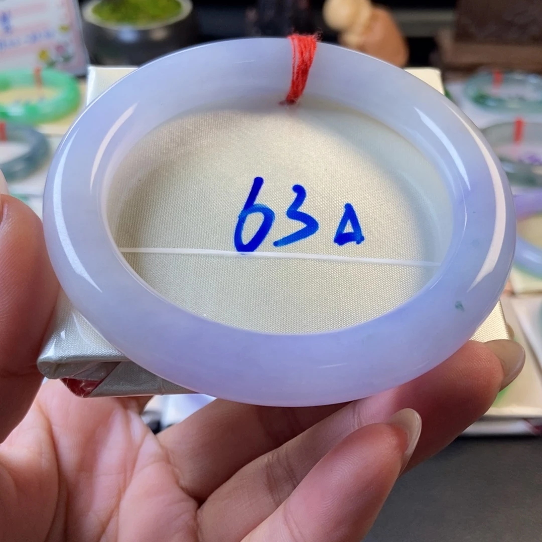 翡翠未镶嵌手镯22冰胶粉紫圆条