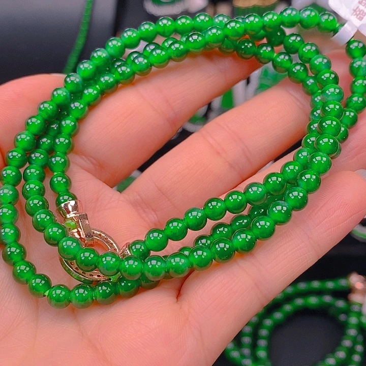 翡翠未镶嵌耳饰天然A货翡翠珠链卡5