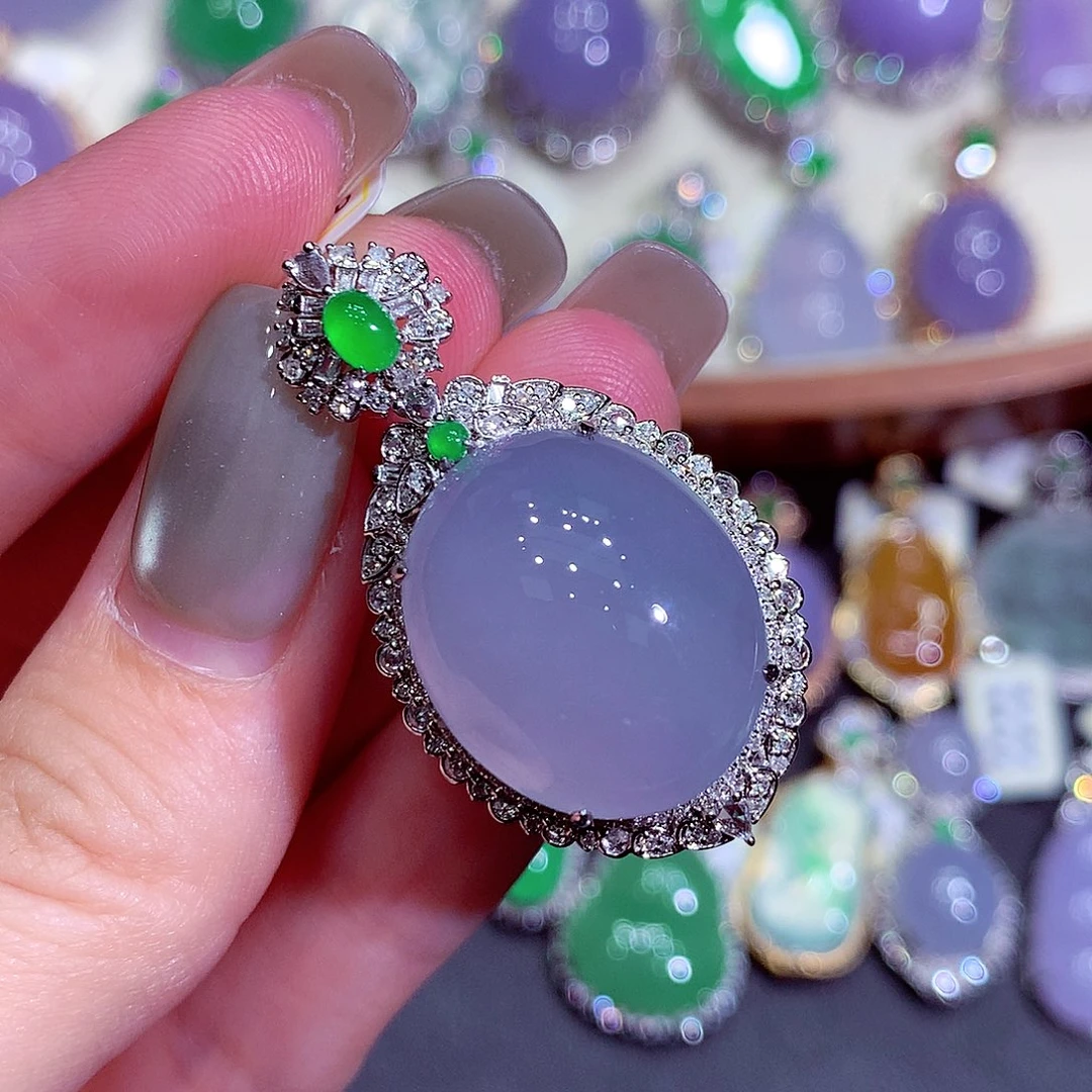 翡翠18K金镶嵌吊坠(不含链)