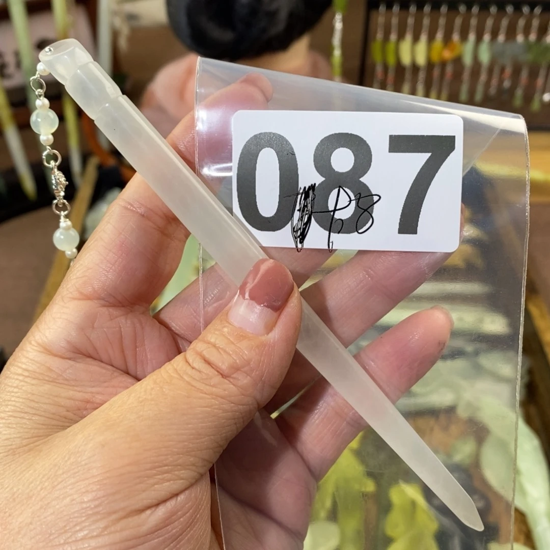 蛇纹石玉玉簪合金明*