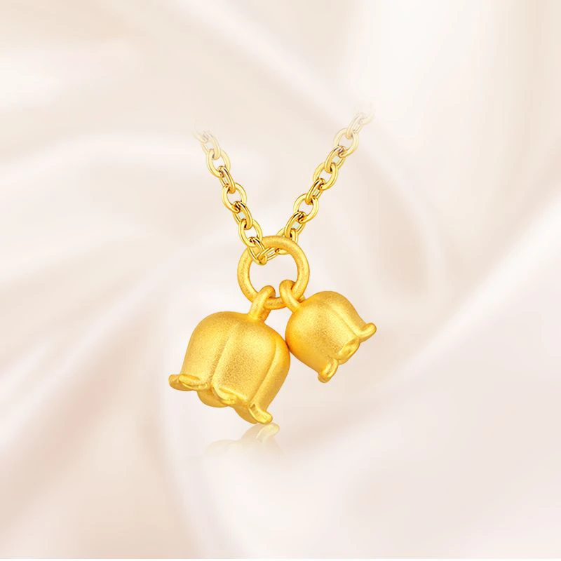 足金999铃兰花小清新设计送女友520锁骨链礼物