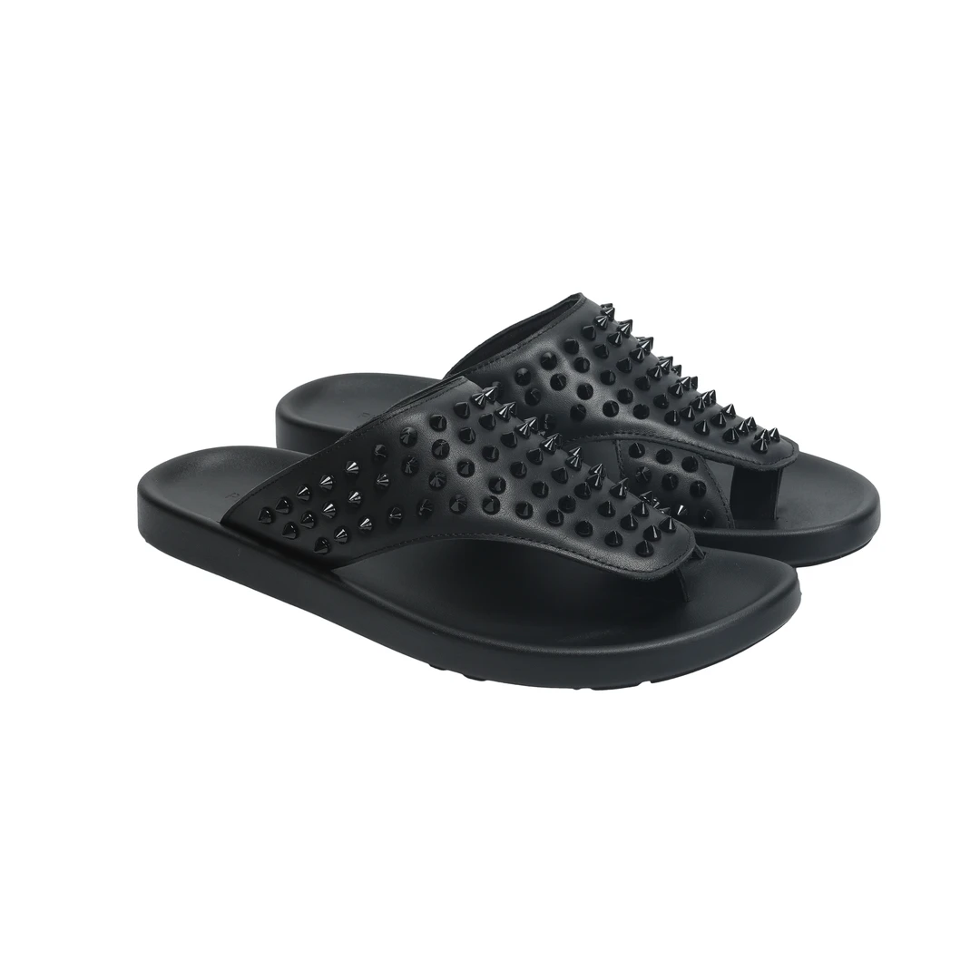 经典时尚男士百搭烫钻厚底轻奢四季拖鞋黑色潮鞋拖鞋人字拖防滑