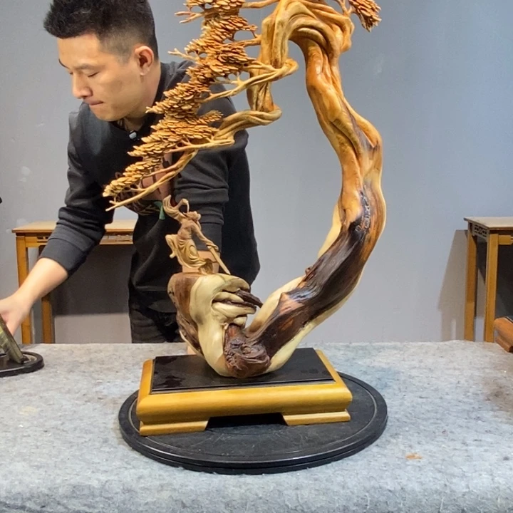 轻***风柏木木雕工艺品摆件