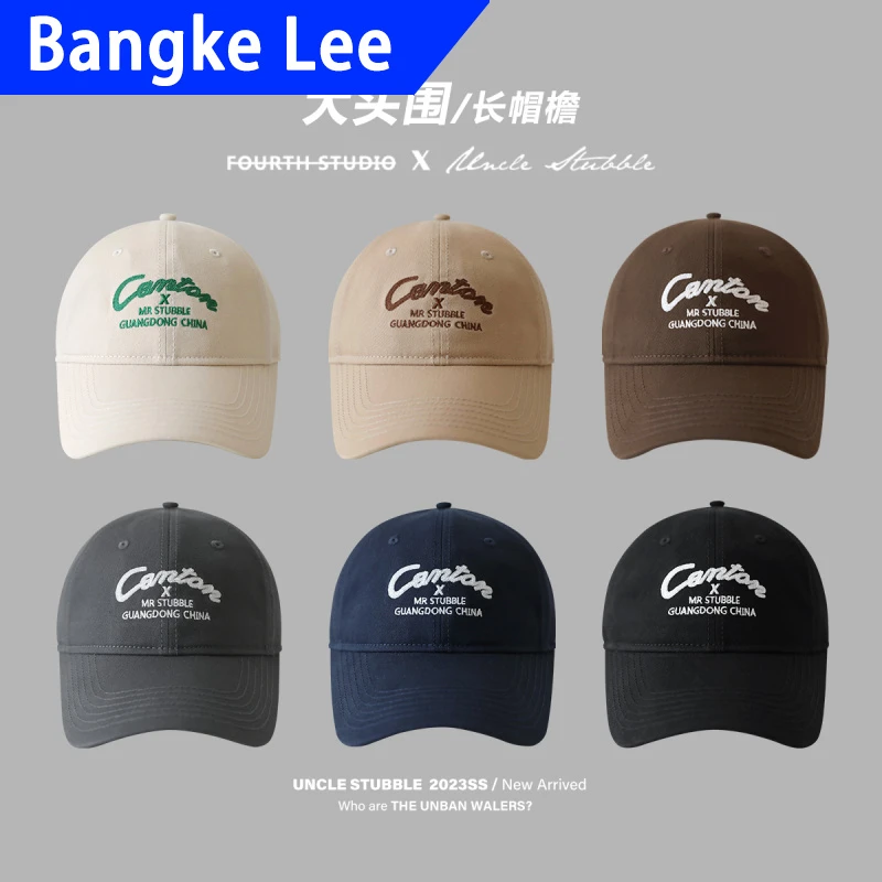 Bangke Lee胡茬叔叔原创棒球帽大头大脸可戴宽檐显脸小纯棉鸭舌帽