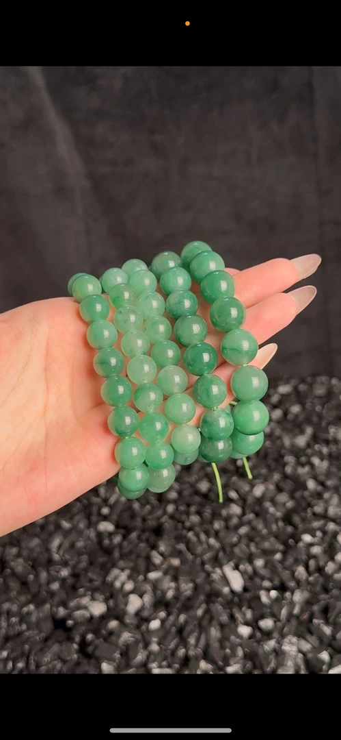 天然非洲翠高冰玻璃种飘花手串珠串 卡10mm