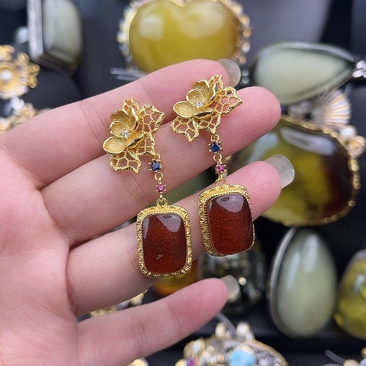 琥珀银S925镶嵌裸石