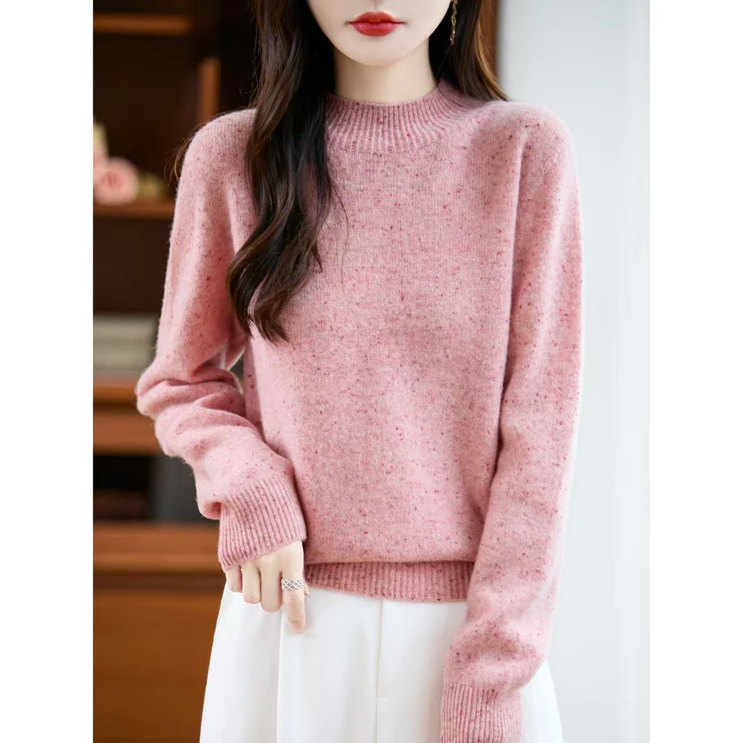 【梅姐专属】一线七针加厚半高彩点纱羊毛衫YM-QHNJR-091