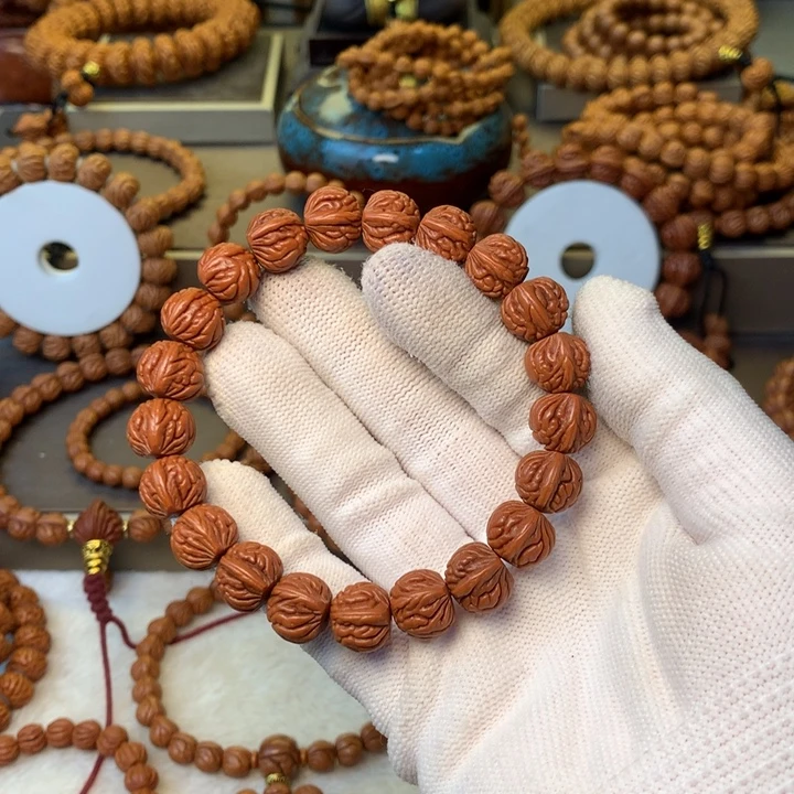 然***线手串桃核秦岭龙纹