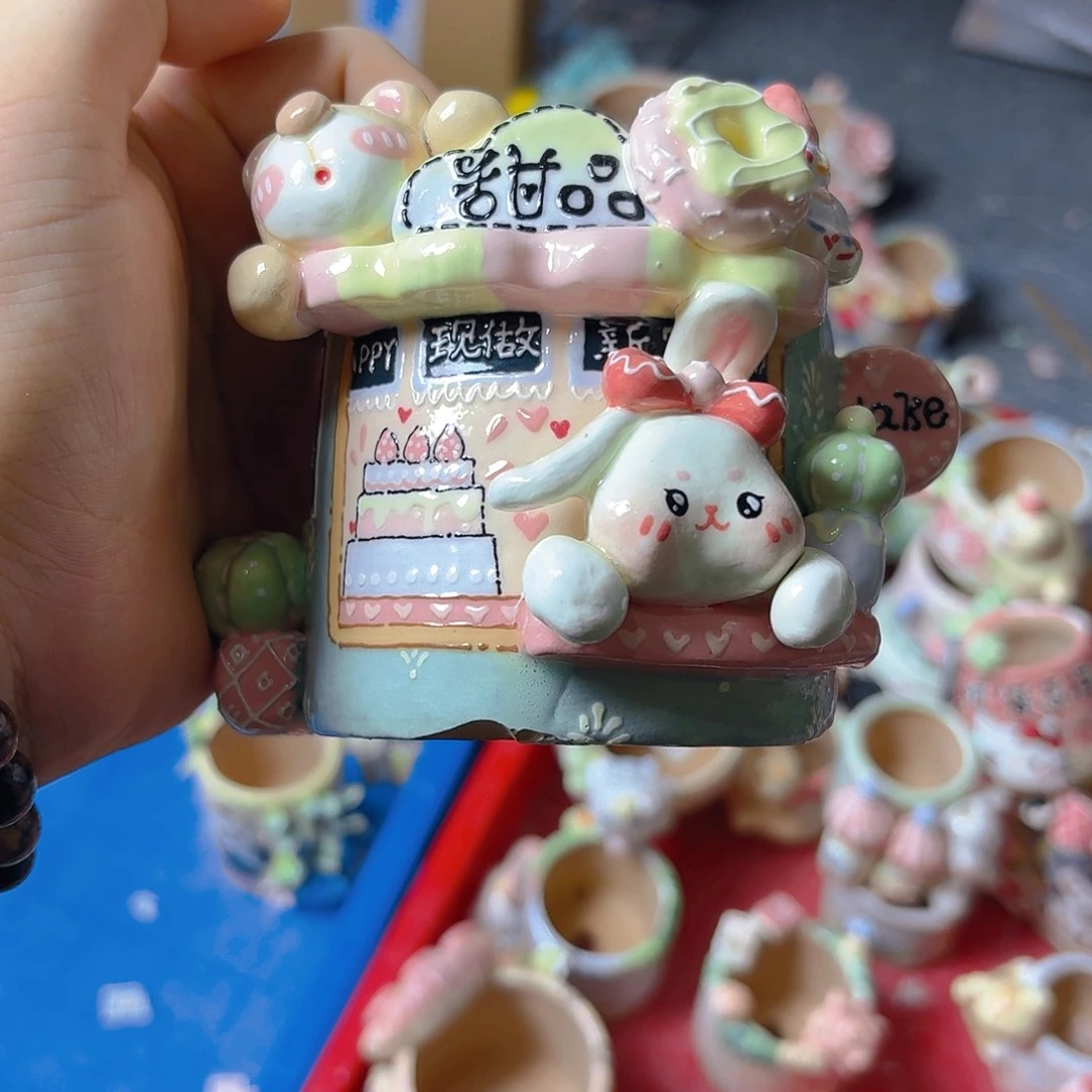 小***铛老梧家的手工陶瓷多肉花盆
