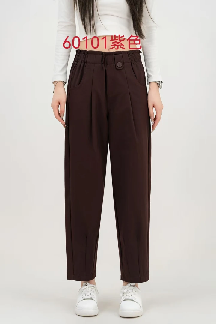 60101 G【不加绒】女士高腰垂感休闲直筒裤 三楼