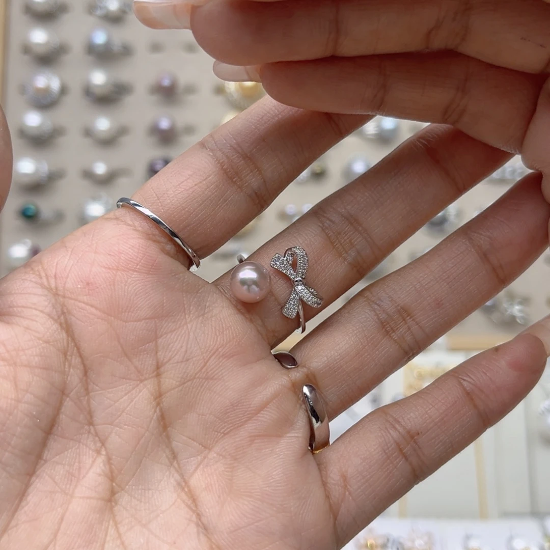 回***天合金戒指淡水珍珠