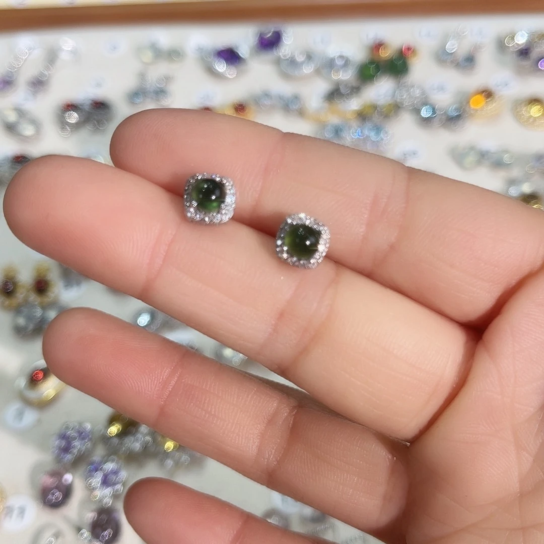 水晶戒指银S925镶嵌黑***葵耳坠