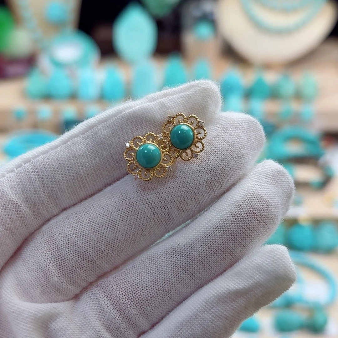 绿松石18K金镶嵌珠宝奇石