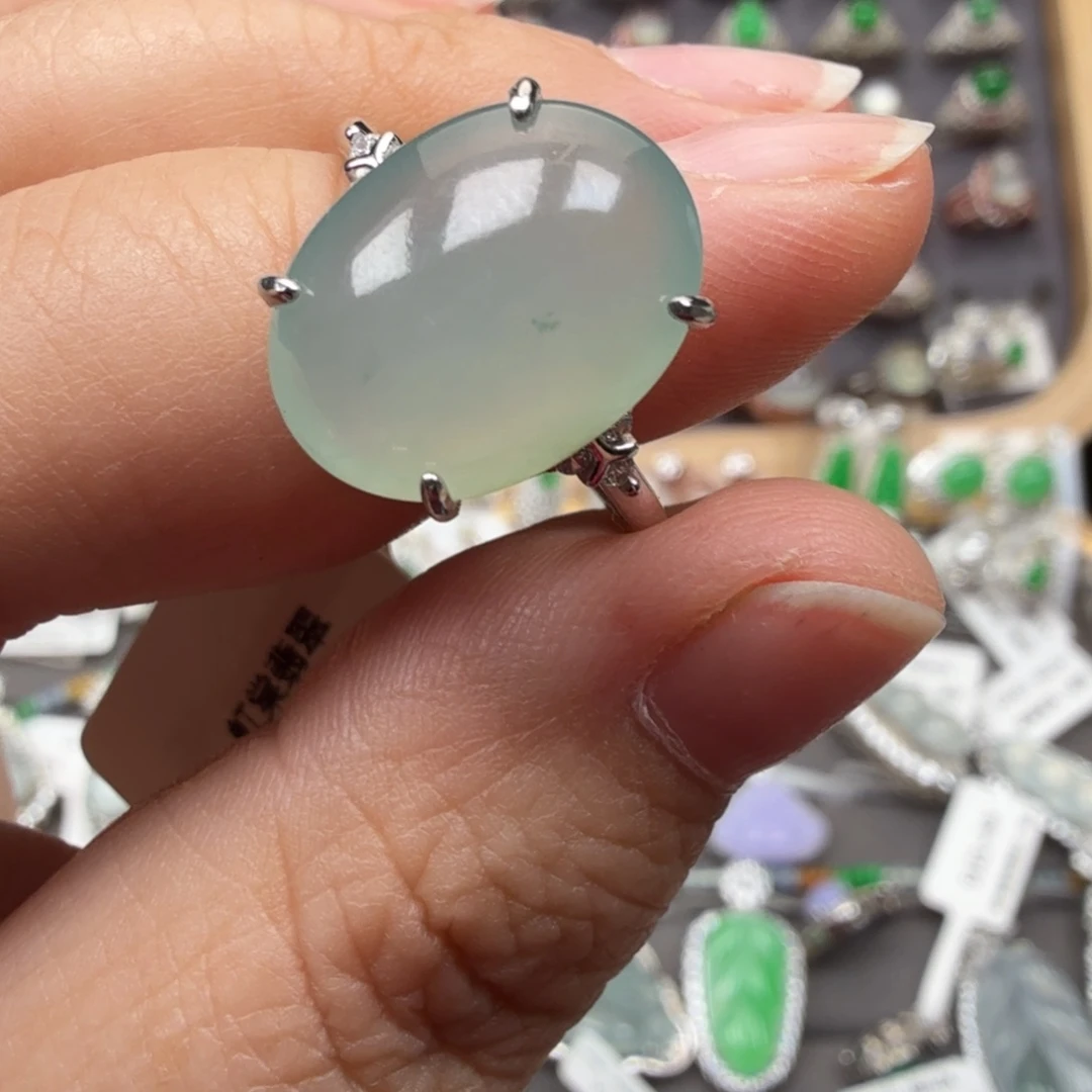 翡翠银S925镶嵌戒指8001