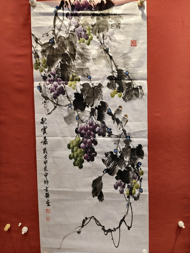 葡萄秋实图客厅装饰壁画