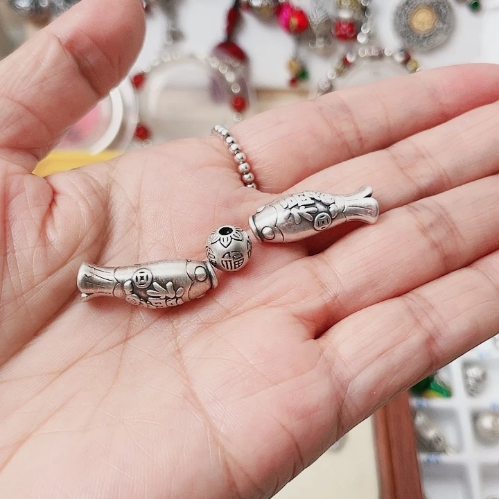 珐琅吊坠足银三件