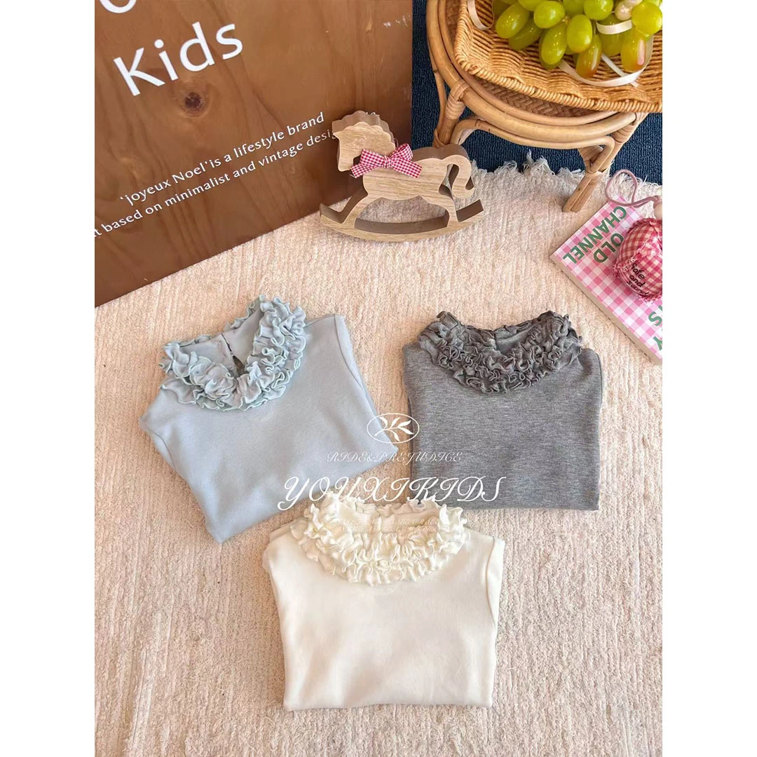 现飞飞家·绣球花25秋季新款软糯重工花边领百搭柔软打底衫 FF2950