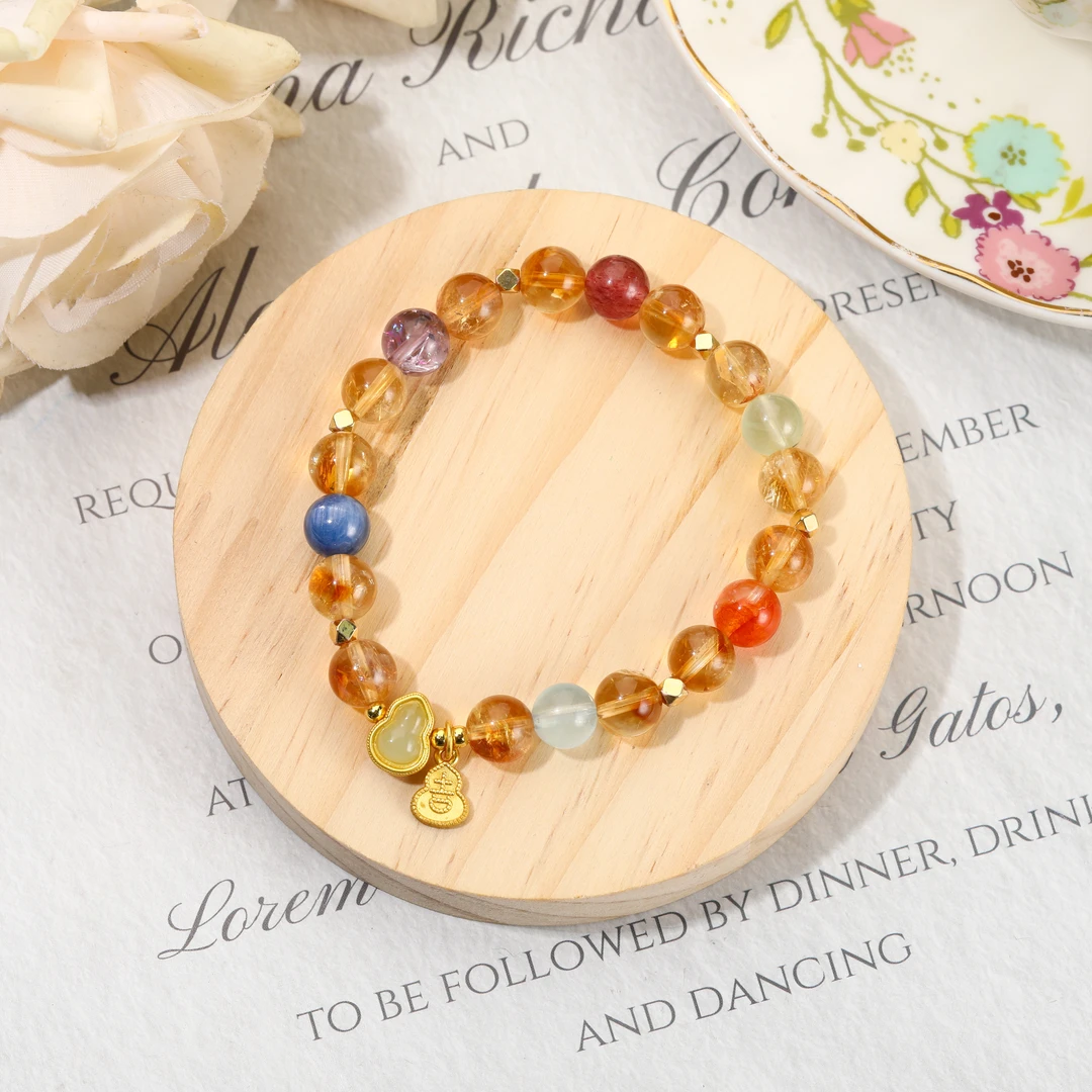 SJ-1374【嘉年华】海蓝宝 芬达红胶花紫阿赛蓝晶石 黄塔晶 水晶手串