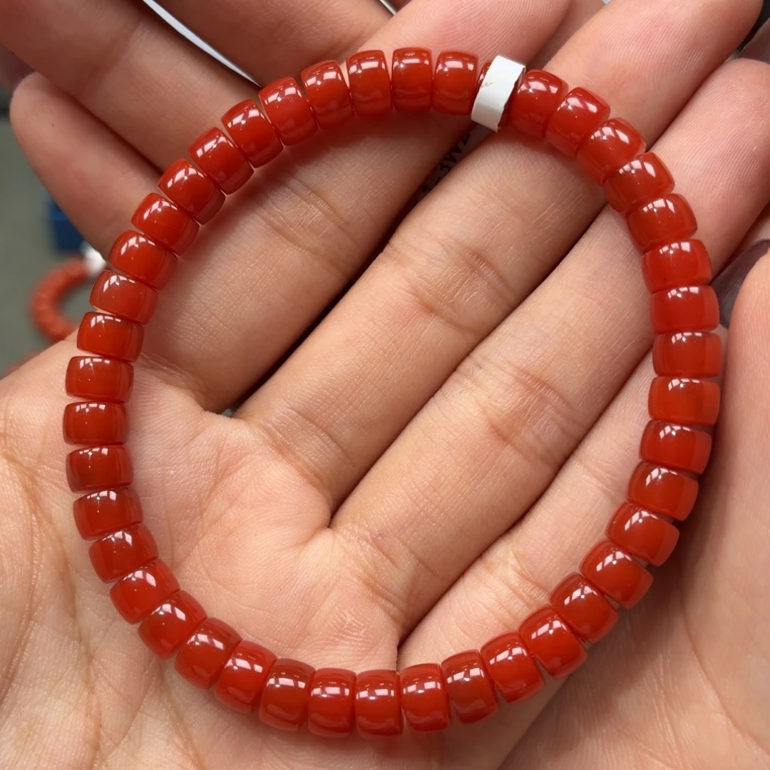 南红玛瑙未镶嵌手串原矿保山南红官坡锦红手串卡6.5