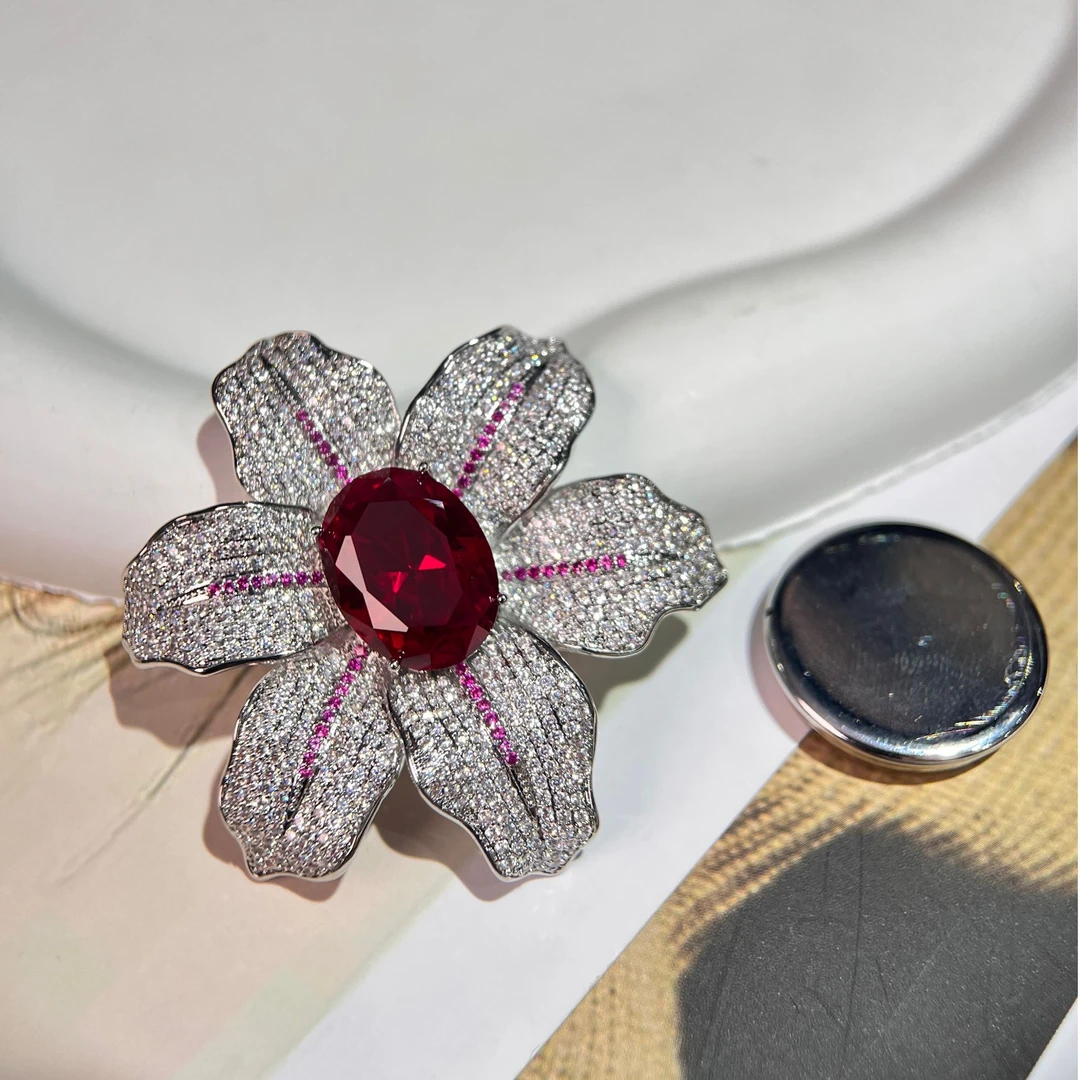 铜合金仿水晶胸针 禧娘娘-小众手工时尚创意大衣胸针磁吸-S3476