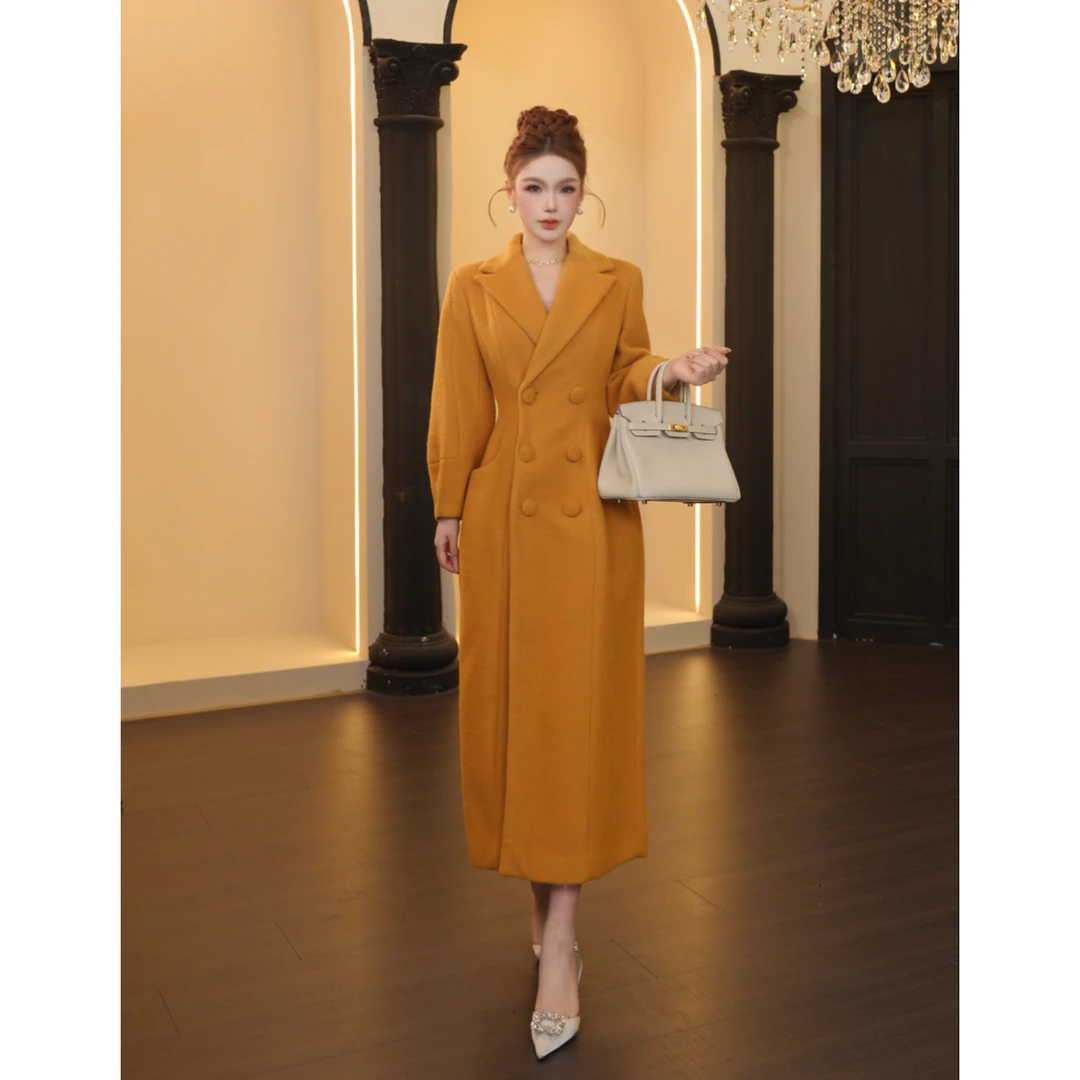 【温迪专属】中长款法式长袖毛呢外套秋季JXYQ107