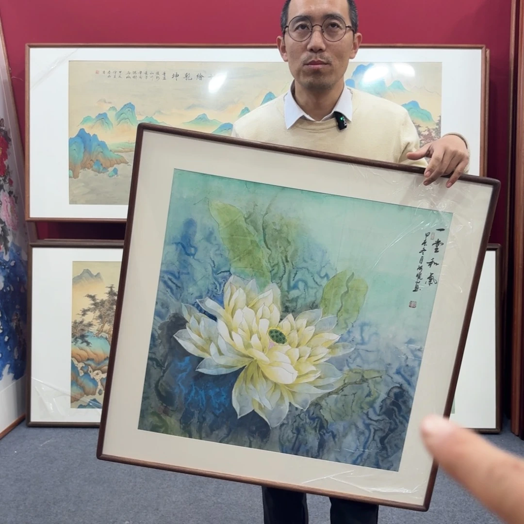 国画手绘作品带框包邮80成80