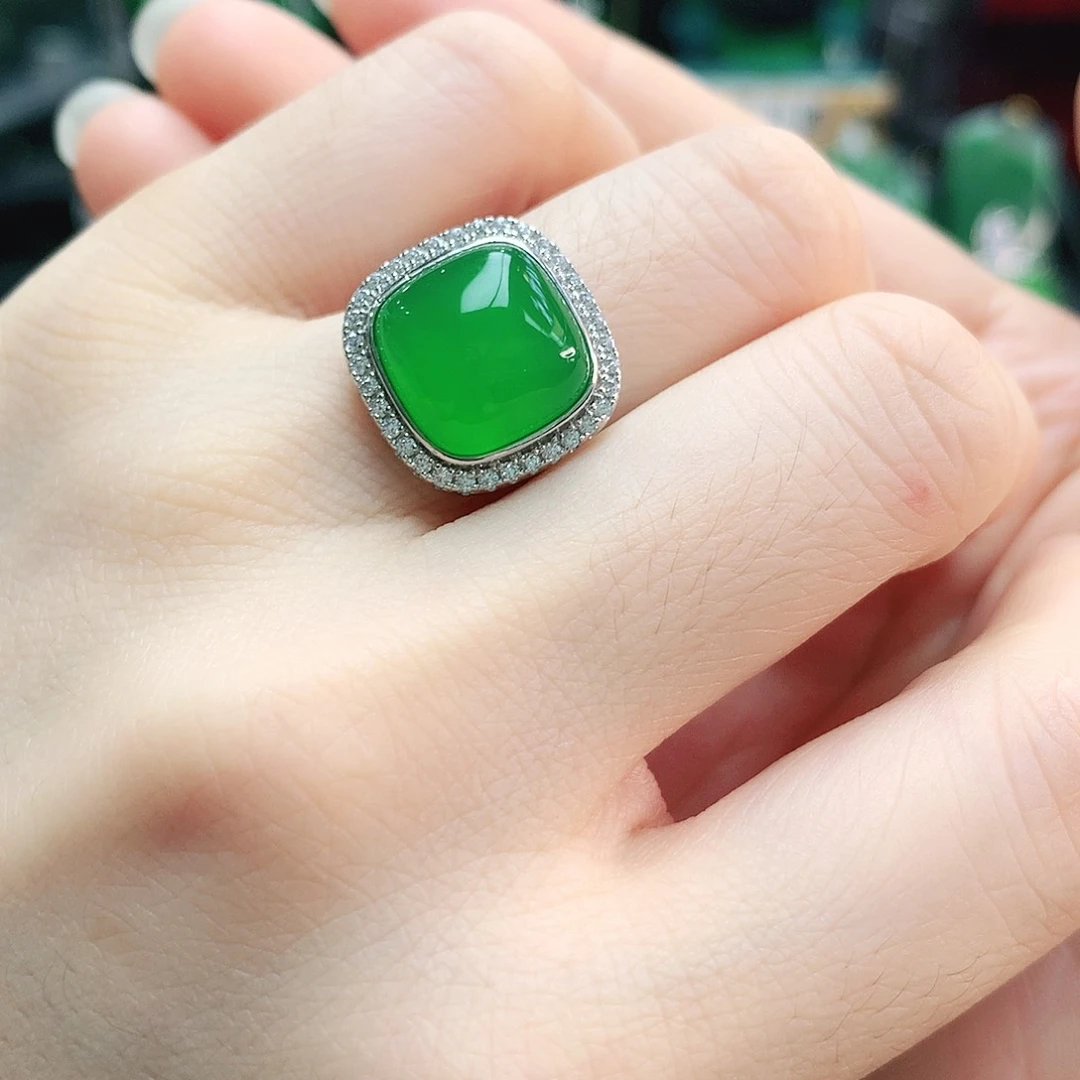 玛瑙/玉髓戒指银S925镶嵌