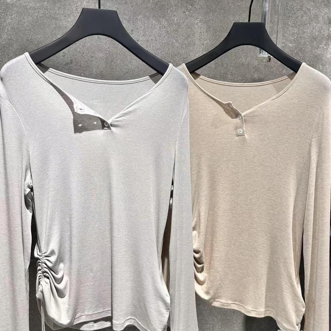 B特【Ann.G】I10202 春夏亲肤洛米打底抽绳长袖T恤