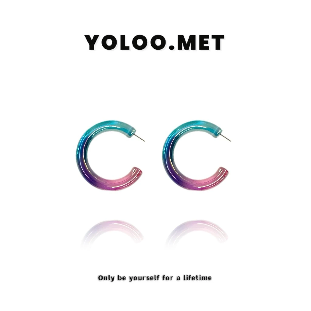 非金属树脂耳饰 【Yoloo.Met】泰国小众炫彩‘’极光星辰‘’百搭耳环