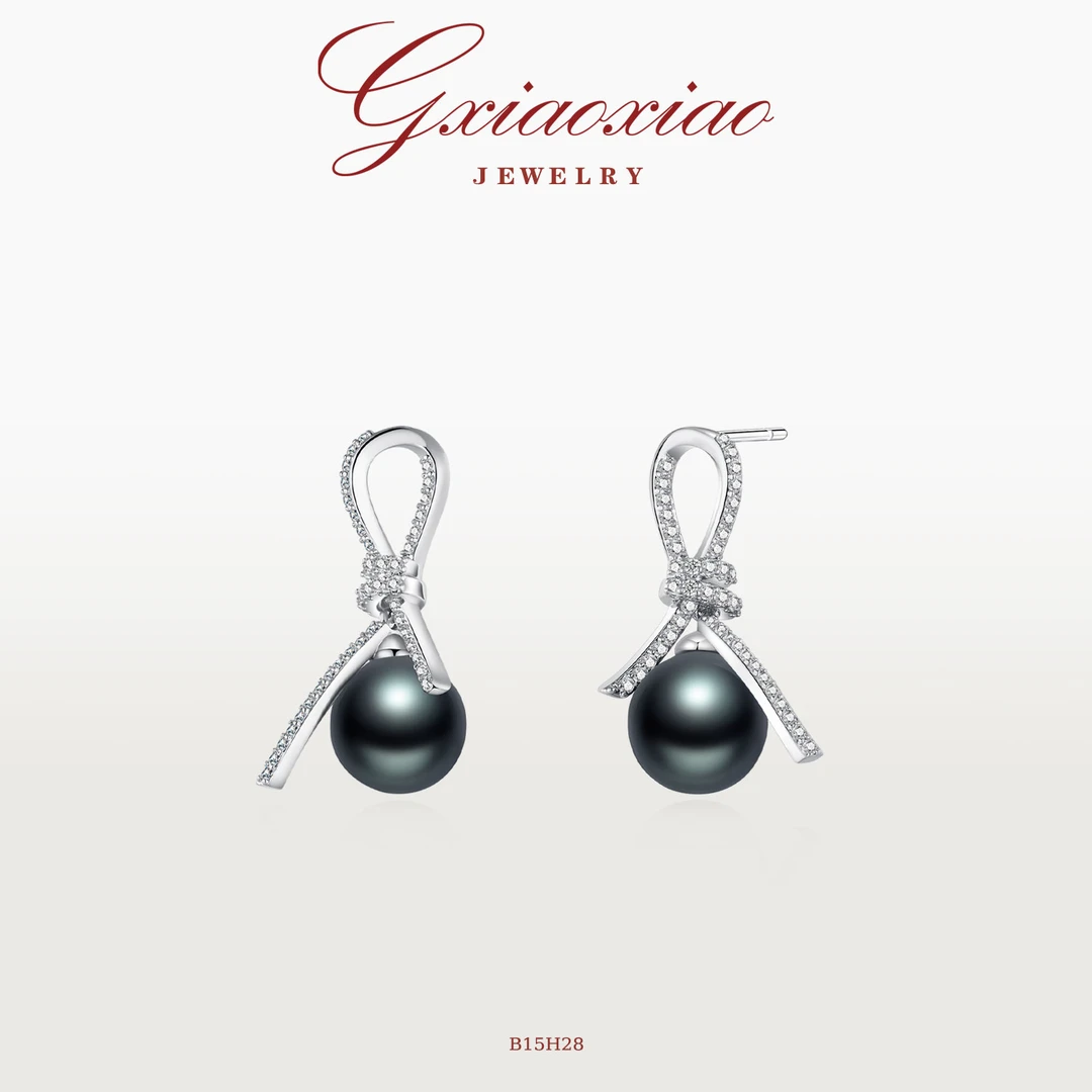 G XIAOXIAO 时尚高级感优雅百搭蝴蝶结珠子耳环 B15H28新年礼物