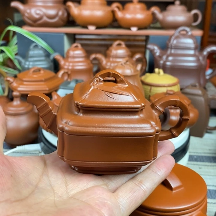 茶壶紫砂四方竹鼓150-300cc原矿赵庄朱泥618特价