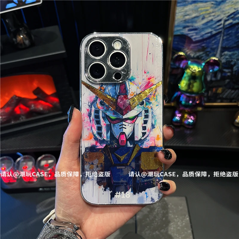 电镀烫金玻璃壳适用苹果16iPhone/华为荣耀/OPPO/VIVO/小米手机壳