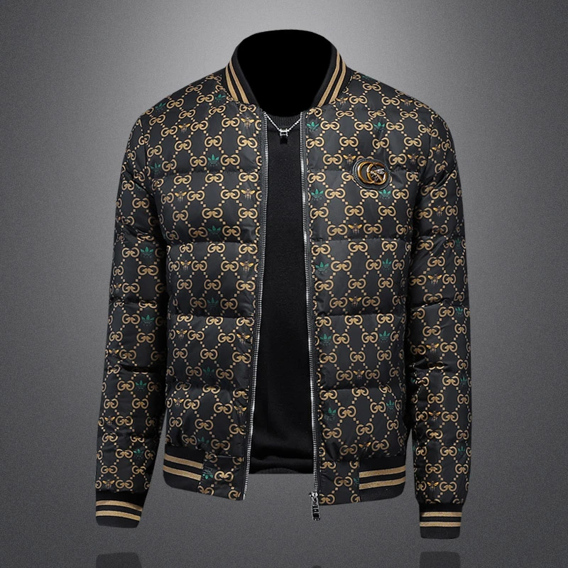 利尼科比利冬季短款立领羽绒服男加厚保暖欧洲站男大码外套白鸭绒