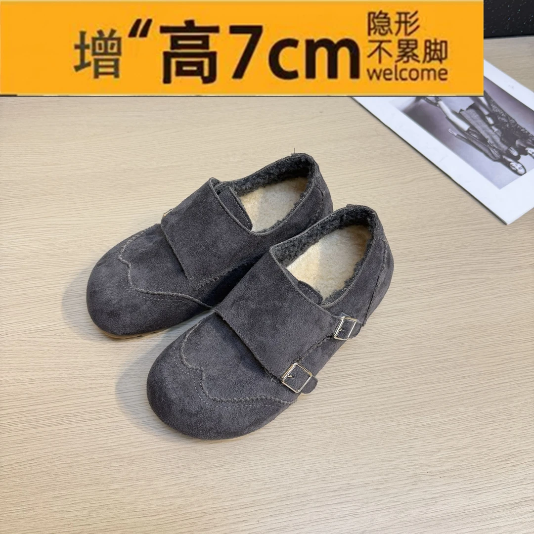 厚底加绒全包勃肯鞋女2025新款一脚蹬丑萌单鞋复古休闲博肯豆豆鞋