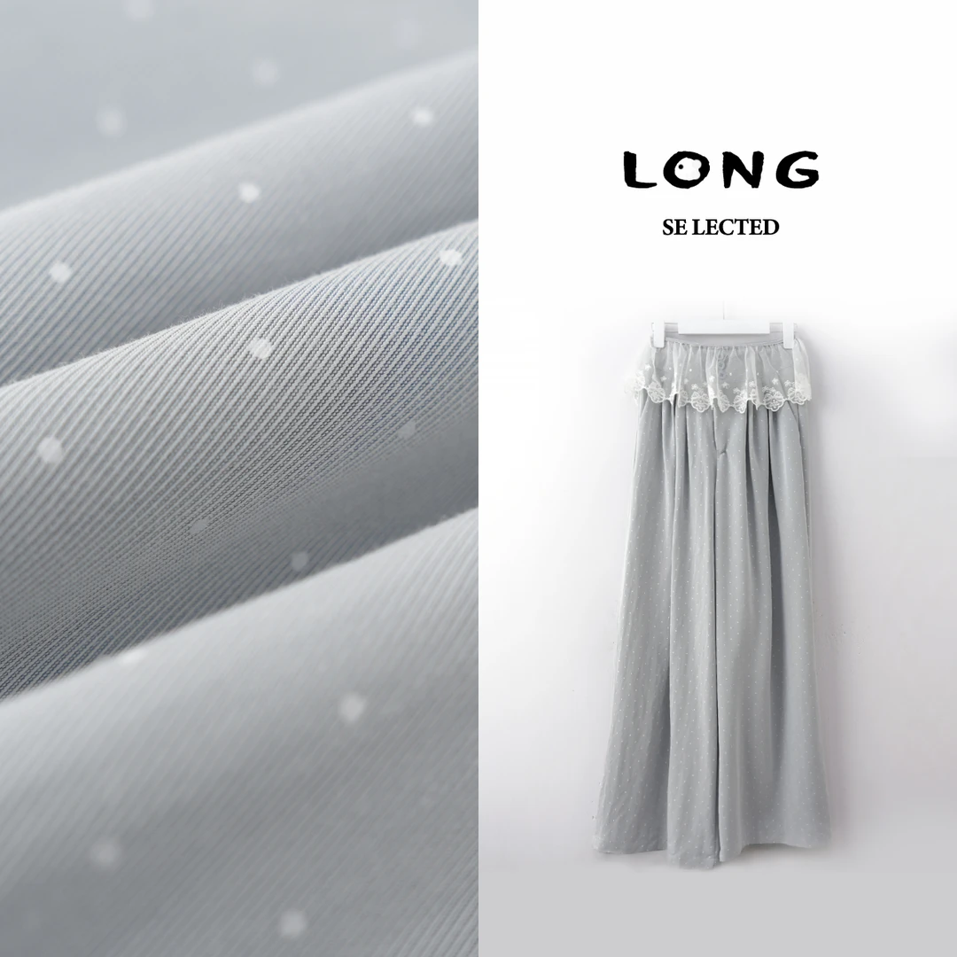 H3085欧货高腰轻柔面料与蕾丝拼接工艺开启时尚新篇宽松休闲裤