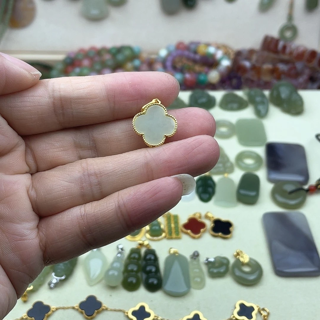 和田玉吊坠(不含链)银S925镶嵌