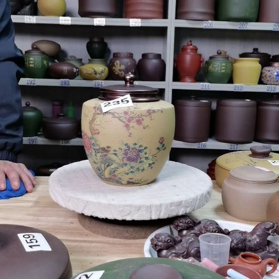 茶叶罐紫砂正品小罐合金盖吸力罐全手工花鸟款不退不换