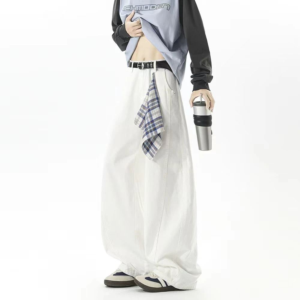 【现货】秋季美式可拆卸方巾弯刀裤潮流宽松显瘦百搭裤裤子阔腿