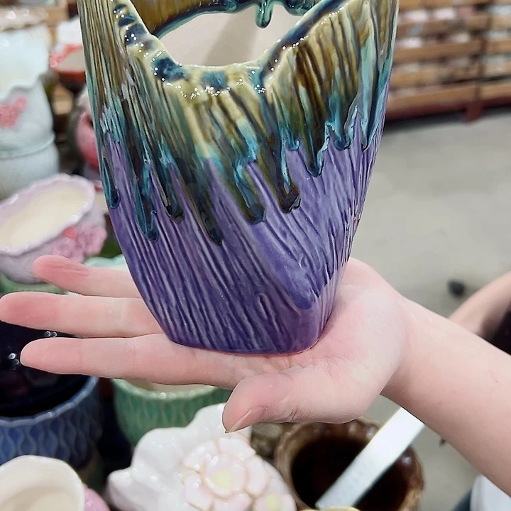 有孔.凑满10元发货多肉陶瓷花盆！