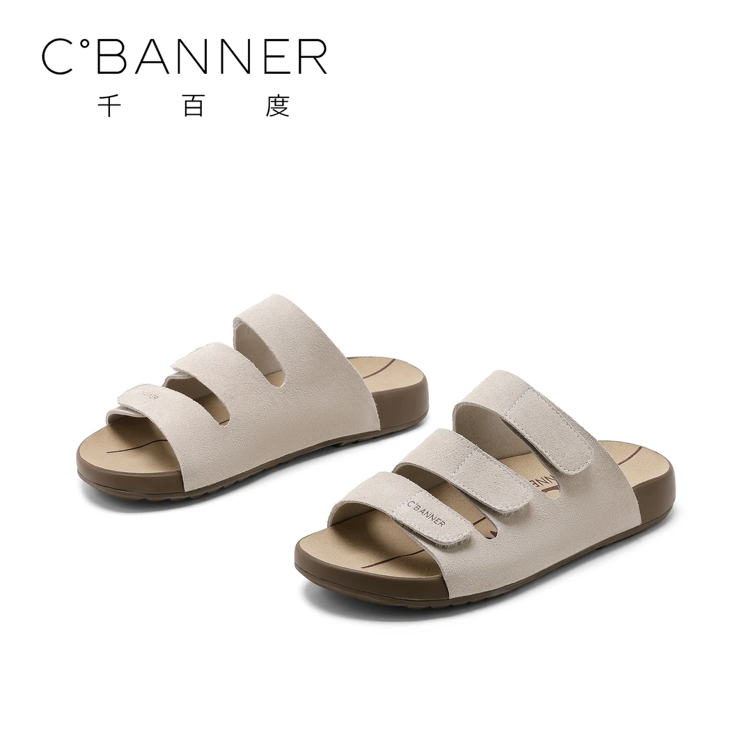 C.BANNER/千百度软底复古勃肯凉拖鞋2025新款女休闲舒适外穿拖鞋