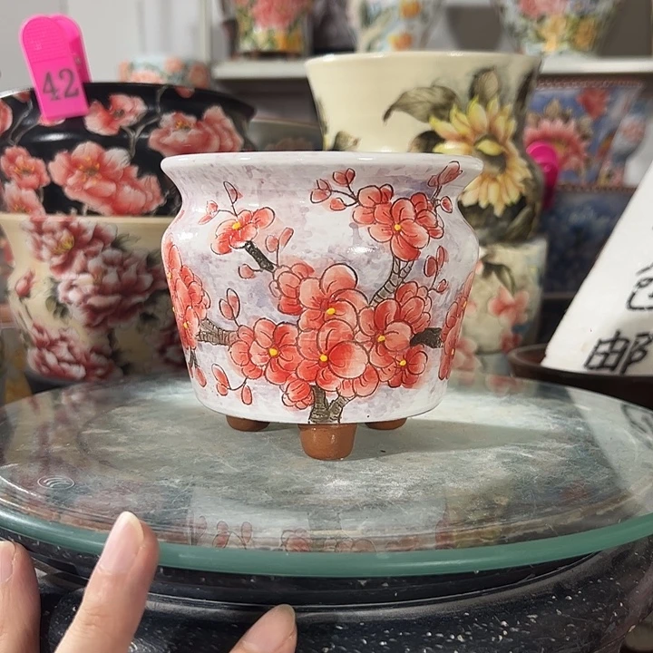 景德镇幸运花盆手绘韩式花盆