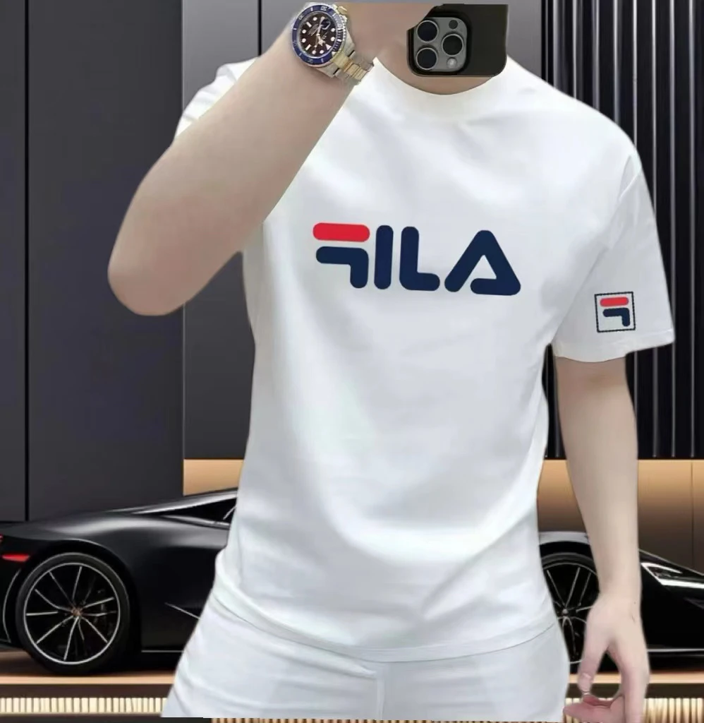 FI美式痞帅百搭短袖T恤男士夏季休闲时尚ins潮牌圆领半袖上衣