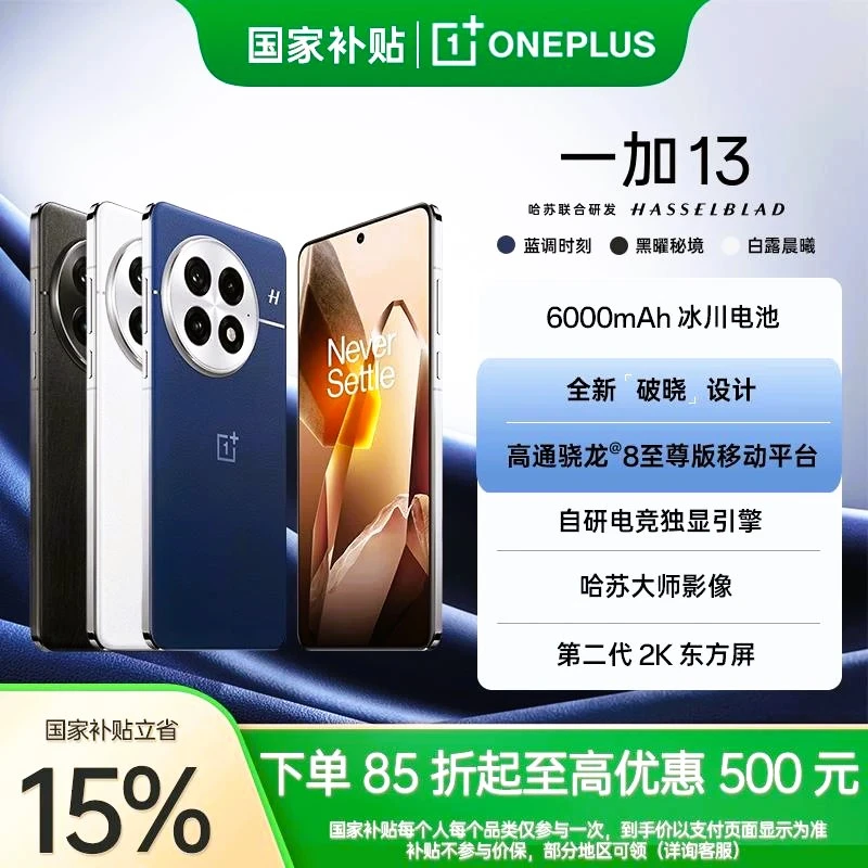 【消费券】一加 13 骁龙®8处理器 6000mAh大电池 旗舰 游戏5G手机
