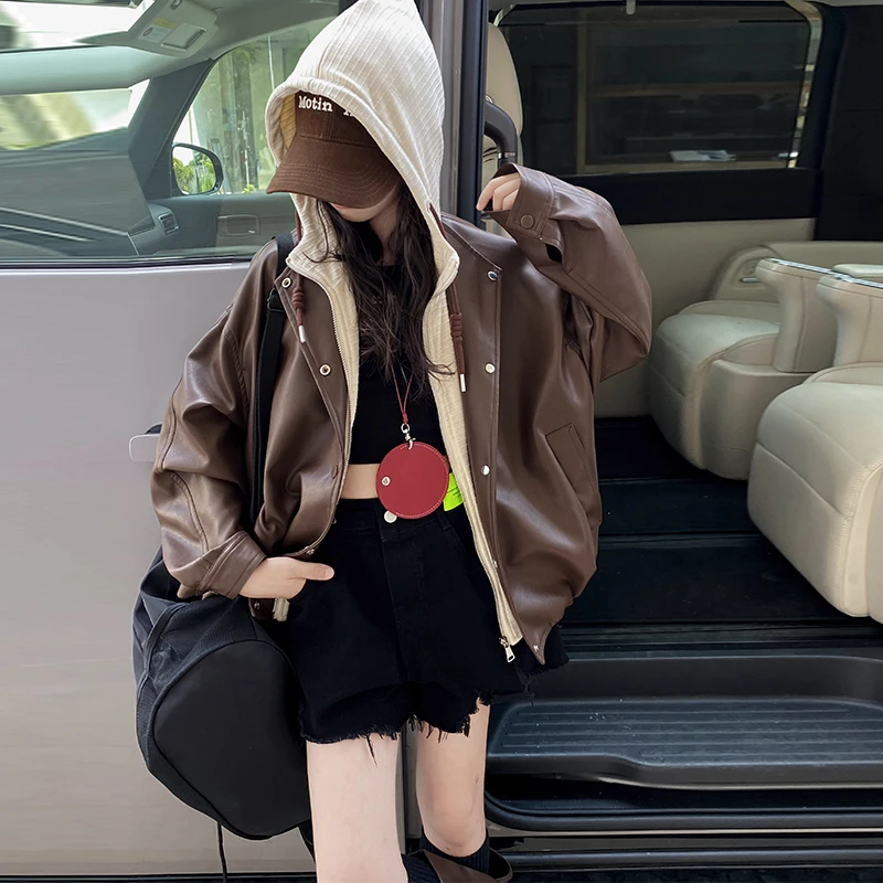 女童皮衣春秋款2025新款女孩大童皮外套秋季假两件潮酷风夹克上衣