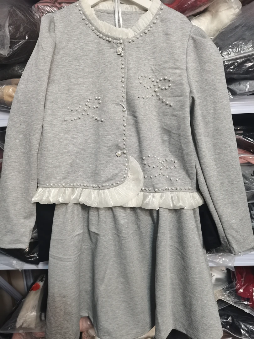 2888珍珠蕾丝边两件套