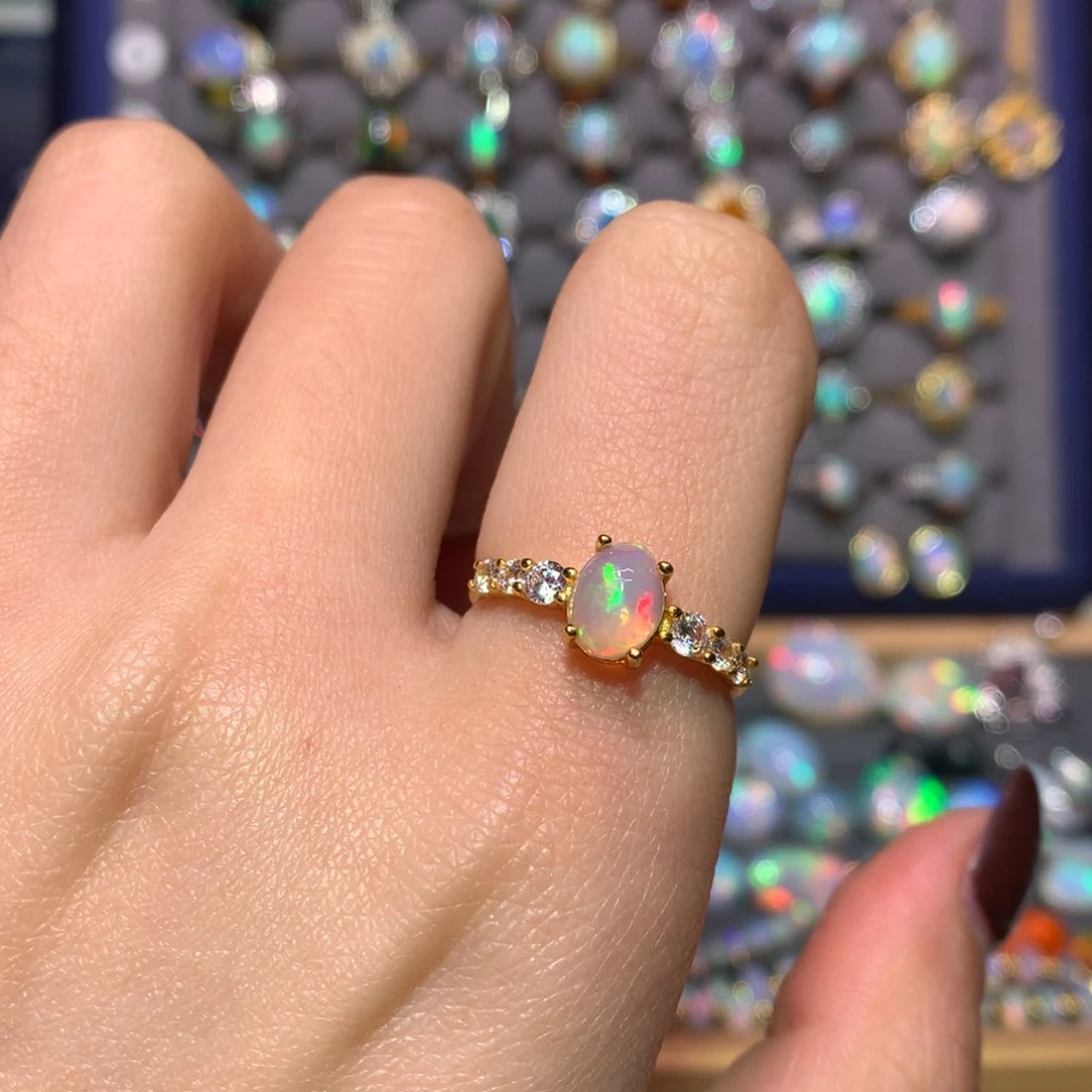 银S925镀金镶嵌欧泊戒指款式