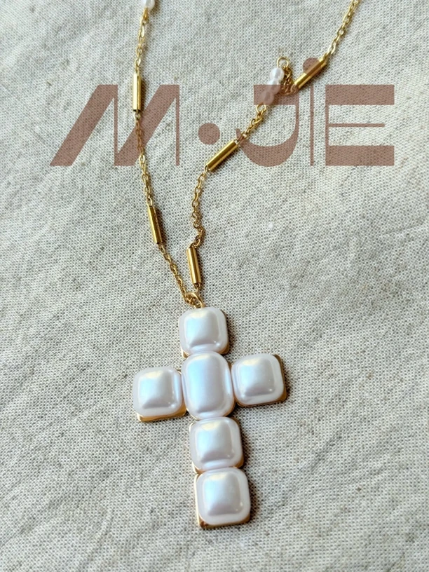 钛钢项链 『方形十字架』白色大十字架百搭欧美