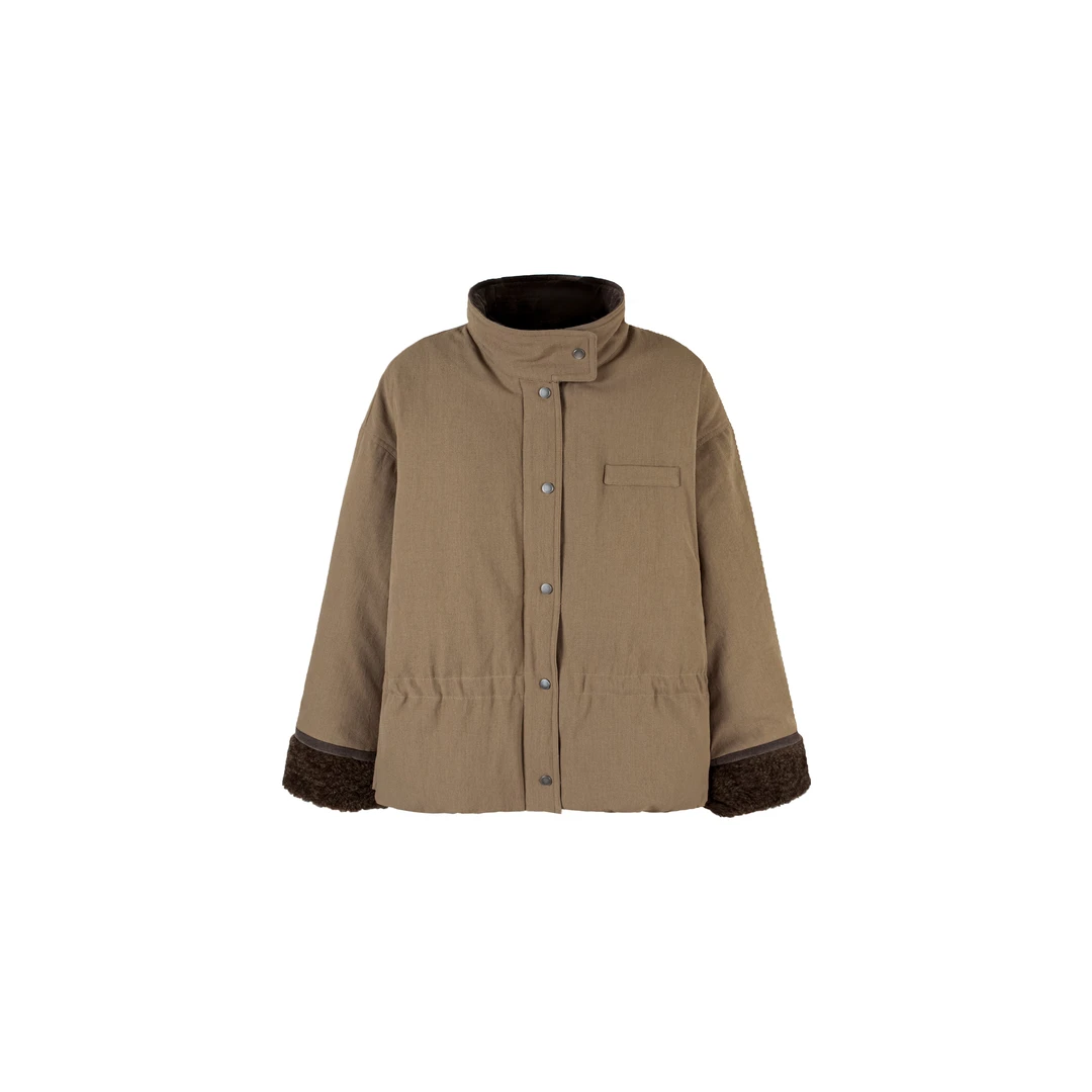 YOLOLITE【棕熊】3424冬季新款90白鹅绒韩系拼接美拉德立领羽绒服
