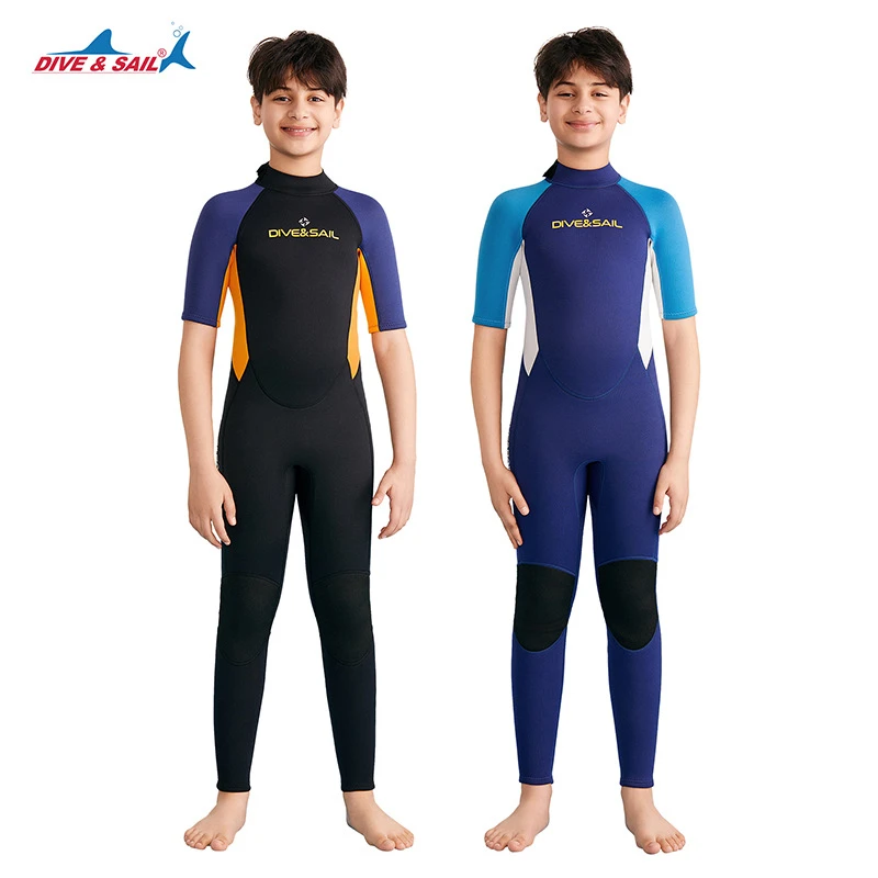 儿童2.5mm潜水服短袖连体保暖潜水衣青少年浮潜冲浪湿衣男士男款